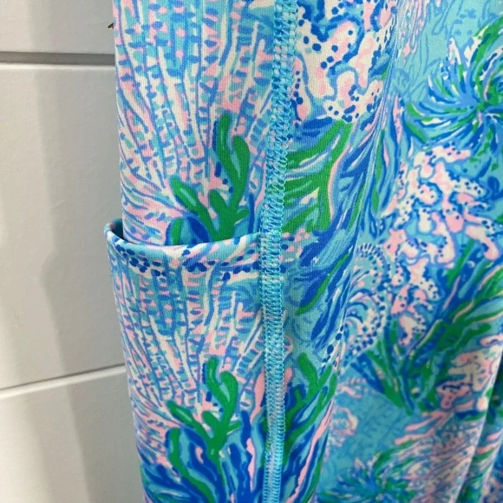Lilly Pulitzer Womens Luxletic Carpe Vita Flare Jumpsuit L Blue UPF50 Resortwear